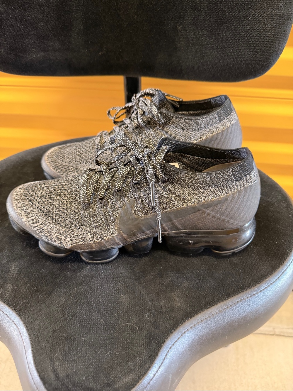 Nike Men’s Gray and Black Flyknit VaporMax Sneakers